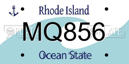 MQ856 Rhode Island License Plate