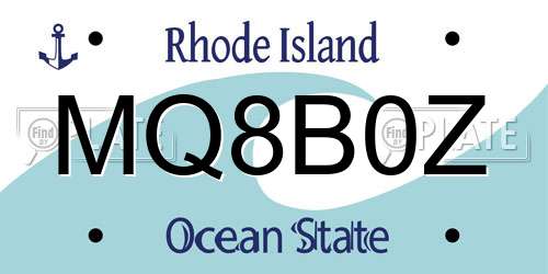 MQ8B0Z Rhode Island License Plate