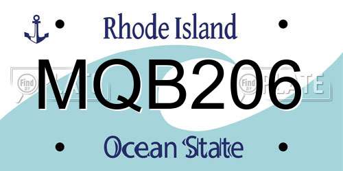 MQB206 Rhode Island License Plate