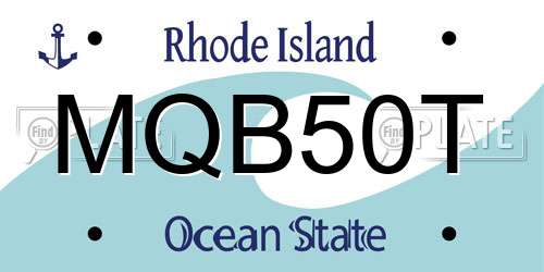 MQB50T Rhode Island License Plate