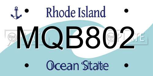 MQB802 Rhode Island License Plate