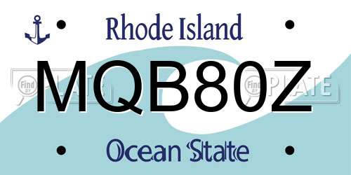 MQB80Z Rhode Island License Plate