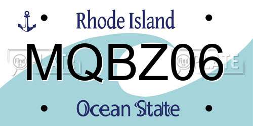 MQBZ06 Rhode Island License Plate