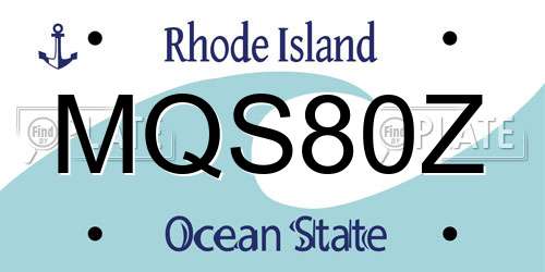 MQS80Z Rhode Island License Plate