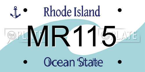 MR115 Rhode Island License Plate