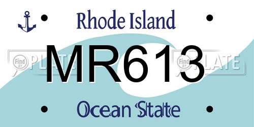 MR613 Rhode Island License Plate