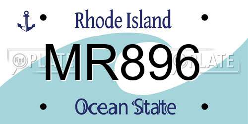 MR896 Rhode Island License Plate