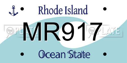 MR917 Rhode Island License Plate