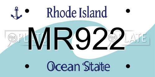 MR922 Rhode Island License Plate