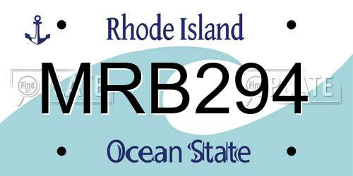 MRB294 Rhode Island License Plate