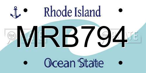 MRB794 Rhode Island License Plate