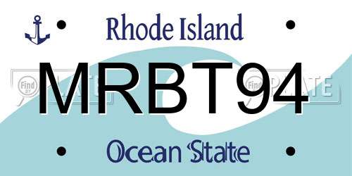 MRBT94 Rhode Island License Plate