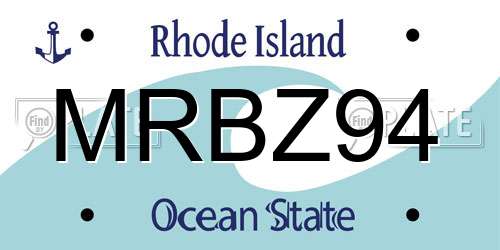 MRBZ94 Rhode Island License Plate