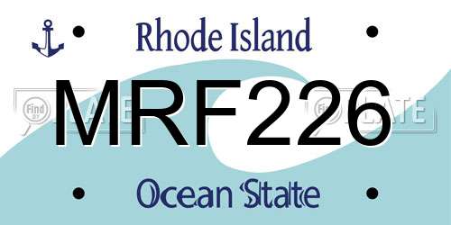 MRF226 Rhode Island License Plate