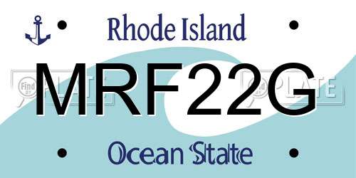 MRF22G Rhode Island License Plate