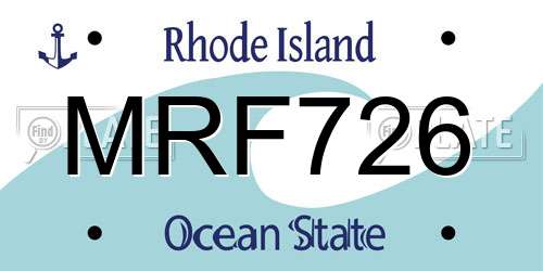 MRF726 Rhode Island License Plate