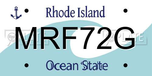 MRF72G Rhode Island License Plate