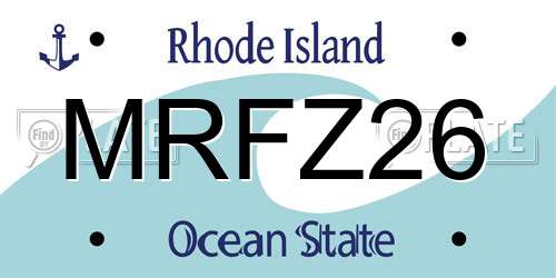 MRFZ26 Rhode Island License Plate
