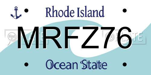 MRFZ76 Rhode Island License Plate