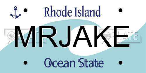 MRJAKE Rhode Island License Plate