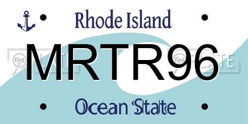 MRTR96 Rhode Island License Plate