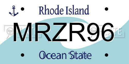 MRZR96 Rhode Island License Plate