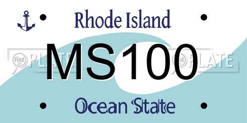 MS100 Rhode Island License Plate