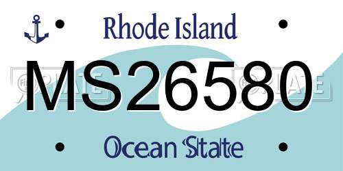 MS26580 Rhode Island License Plate