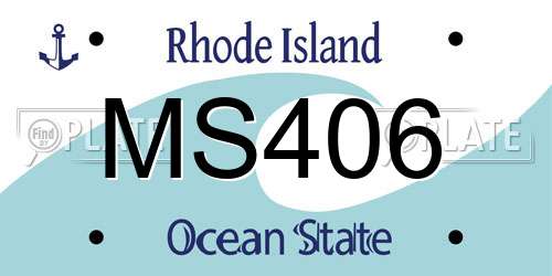 MS406 Rhode Island License Plate