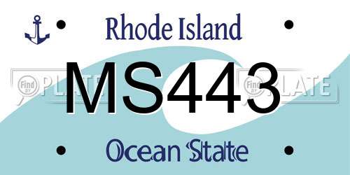 MS443 Rhode Island License Plate