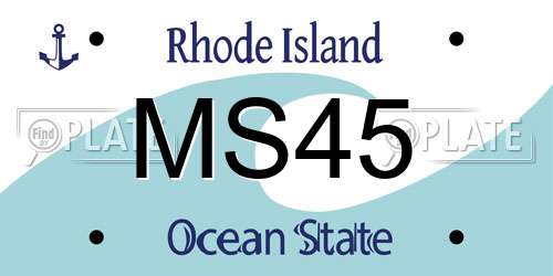 MS45 Rhode Island License Plate