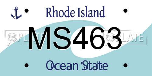 MS463 Rhode Island License Plate