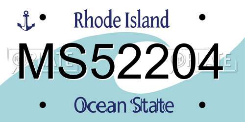 MS52204 Rhode Island License Plate