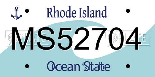 MS52704 Rhode Island License Plate
