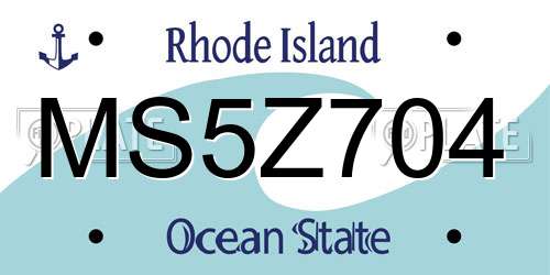 MS5Z704 Rhode Island License Plate