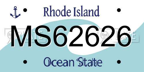 MS62626 Rhode Island License Plate