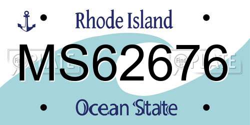 MS62676 Rhode Island License Plate