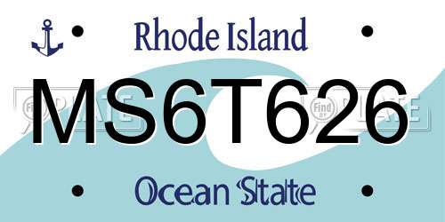 MS6T626 Rhode Island License Plate