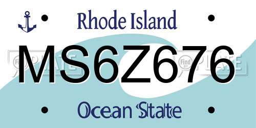 MS6Z676 Rhode Island License Plate