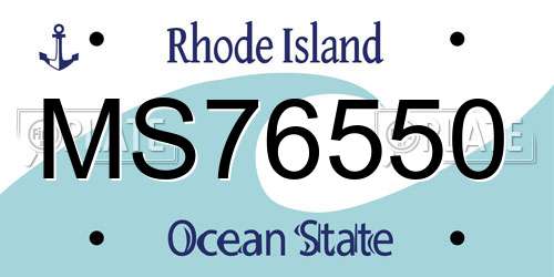 MS76550 Rhode Island License Plate