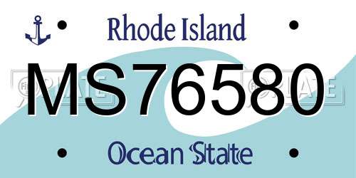 MS76580 Rhode Island License Plate