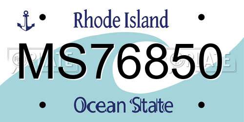 MS76850 Rhode Island License Plate