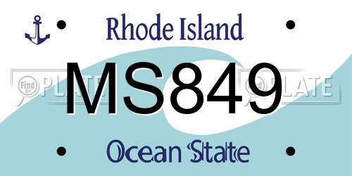 MS849 Rhode Island License Plate
