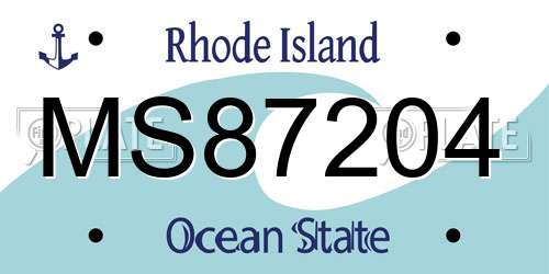MS87204 Rhode Island License Plate