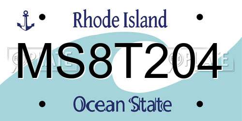 MS8T204 Rhode Island License Plate