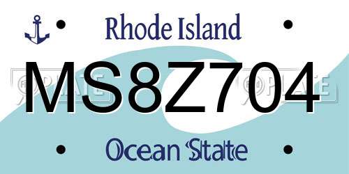 MS8Z704 Rhode Island License Plate