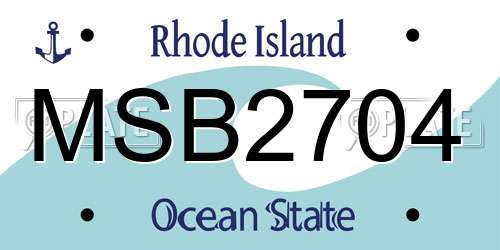 MSB2704 Rhode Island License Plate