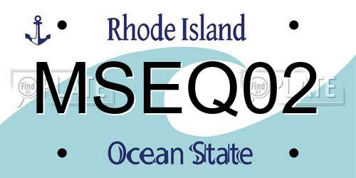 MSEQ02 Rhode Island License Plate