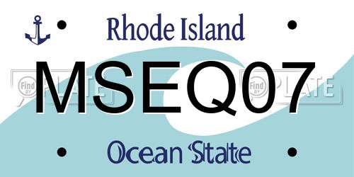 MSEQ07 Rhode Island License Plate