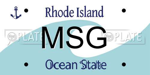 MSG Rhode Island License Plate